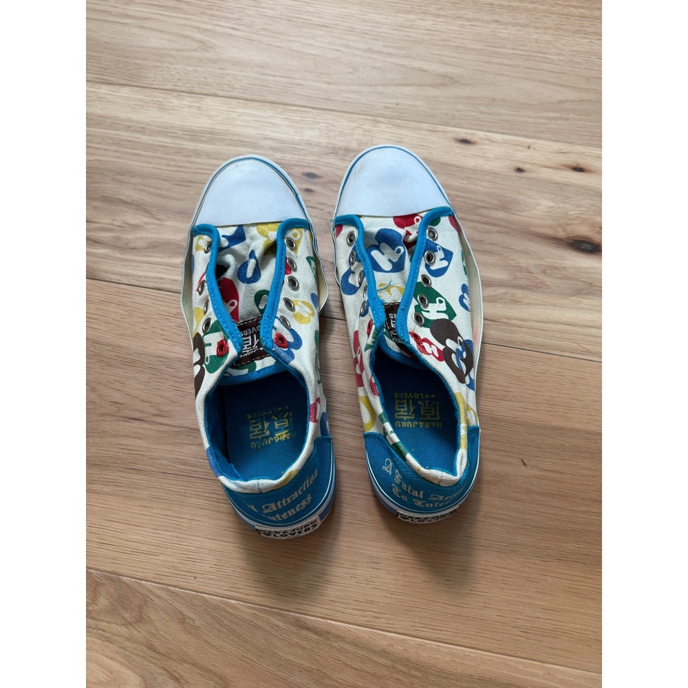 Harajuku Lovers Kogal Low Tex Sneakers Womens 7 Rasta Scatheart FLAWED